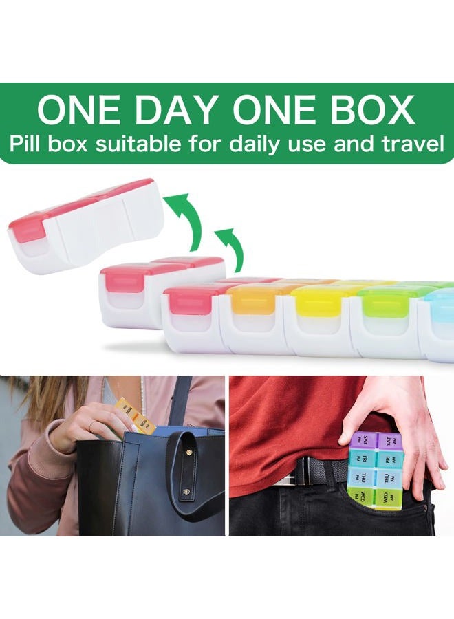 DailyRest Pill Organizer 2 Times a Day, Pill Box 7 Day, AM PM Pill Case, Detachable Weekly Pill Container, Rainbow See-Through Lids, Travel Portable Medicine Container for Pill / Vitamins/ Supplements - Image 3