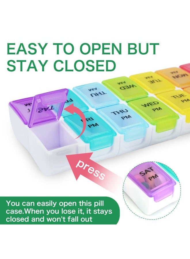 DailyRest Pill Organizer 2 Times a Day, Pill Box 7 Day, AM PM Pill Case, Detachable Weekly Pill Container, Rainbow See-Through Lids, Travel Portable Medicine Container for Pill / Vitamins/ Supplements - Image 4