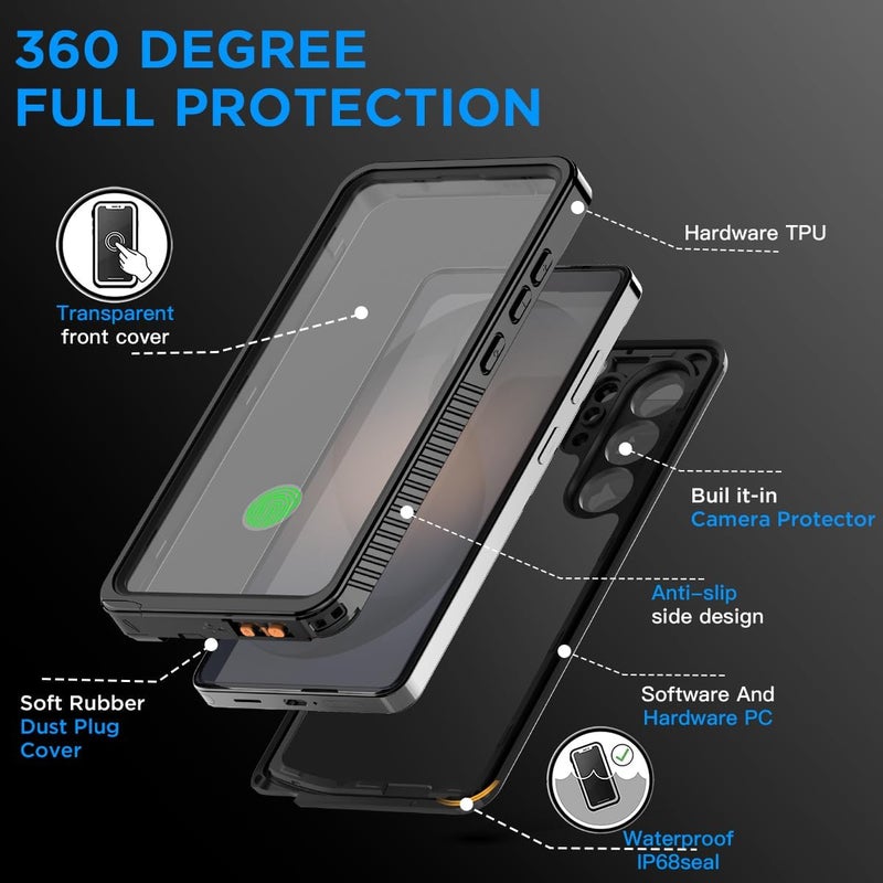 ايه اي كيس حافظة AICase المقاومة للماء لهاتف Samsung Galaxy S26 Ultra، مقاومة للماء بمعيار IP68، مقاومة للثلج، مقاومة للغبار، مقاومة للصدمات، حماية كاملة للجسم بزاوية 360 درجة، غطاء محكم الإغلاق تحت الماء لهاتف Galaxy S26 Ultra - Image 3