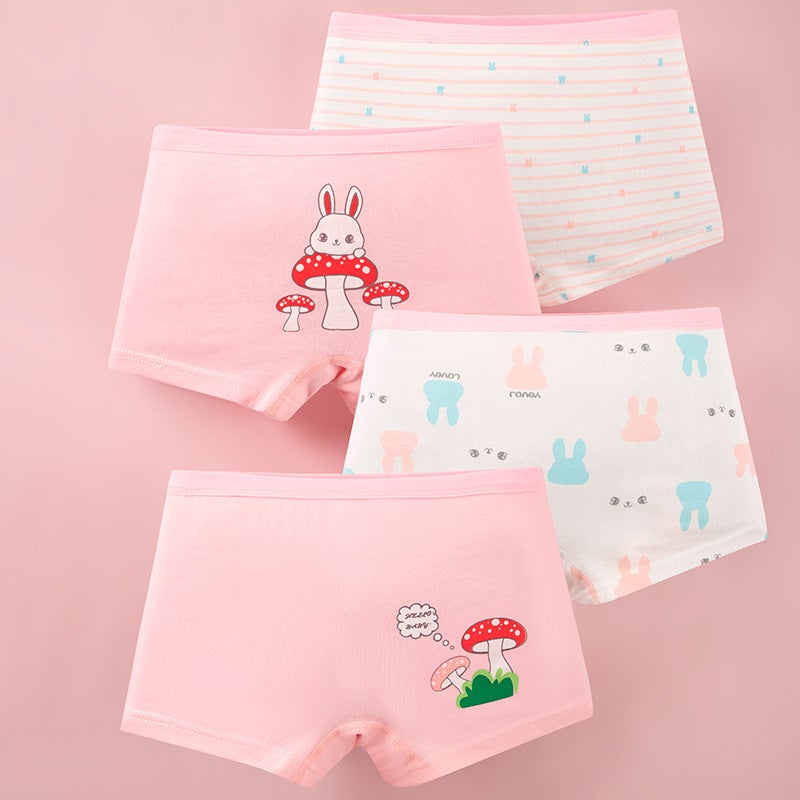Girls Lightweight Cotton Briefs 8017 Mushroom Rabbit 