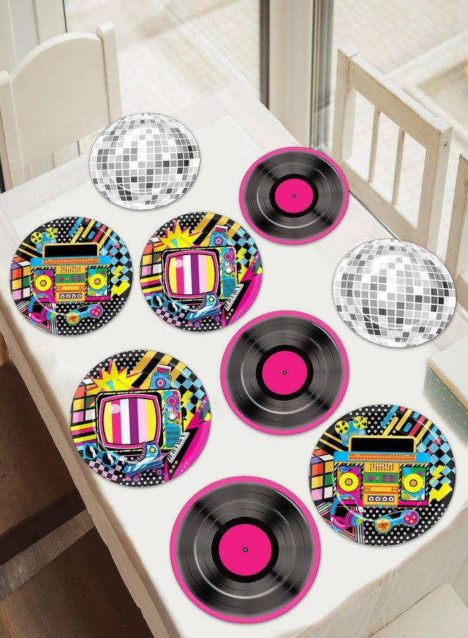 Oitnlaughter 48Pcs Colorful 80s 90s Party Paper Plates 7" Back to 90s 80s Hip Hop Birthday Supplies Retro Music Disco Ball Disposable Dessert Dinner Plates Tableware for Kids Birthday Baby Shower Decoration - Image 5