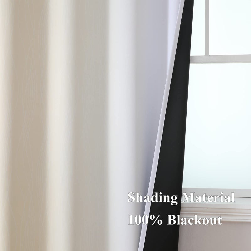 Estelar Textiler Beige and Grayish White Blackout Curtains & Drapes for Bedroom  Thermal Insulated Ombre Blackout Drapes  Full Room Darkening Energy Saving Curtains for Living Room  52Wx45L  2 Panels - Image 5