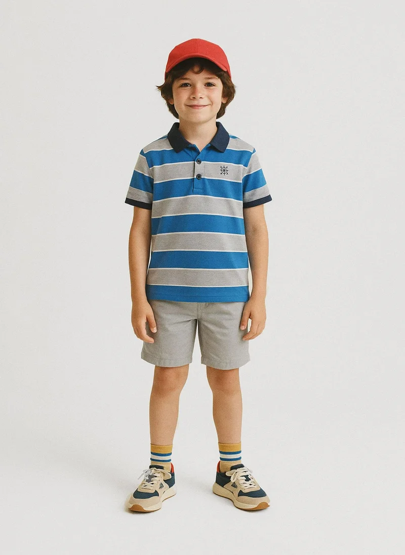 MINOTI Teen Polo Shirt with Short Sleeves and Button Placket