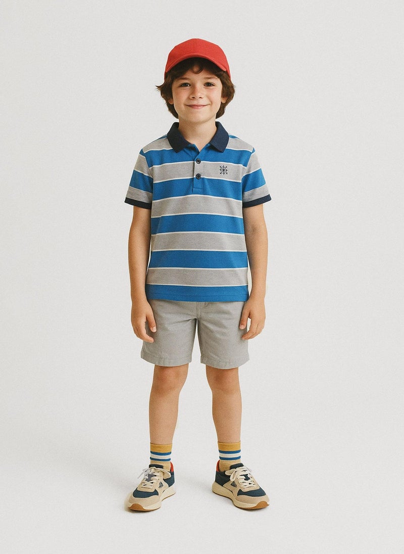 مينوتي تيشيرت بولو للمراهقين بأكمام قصيرة وزر أمامي - Image 1