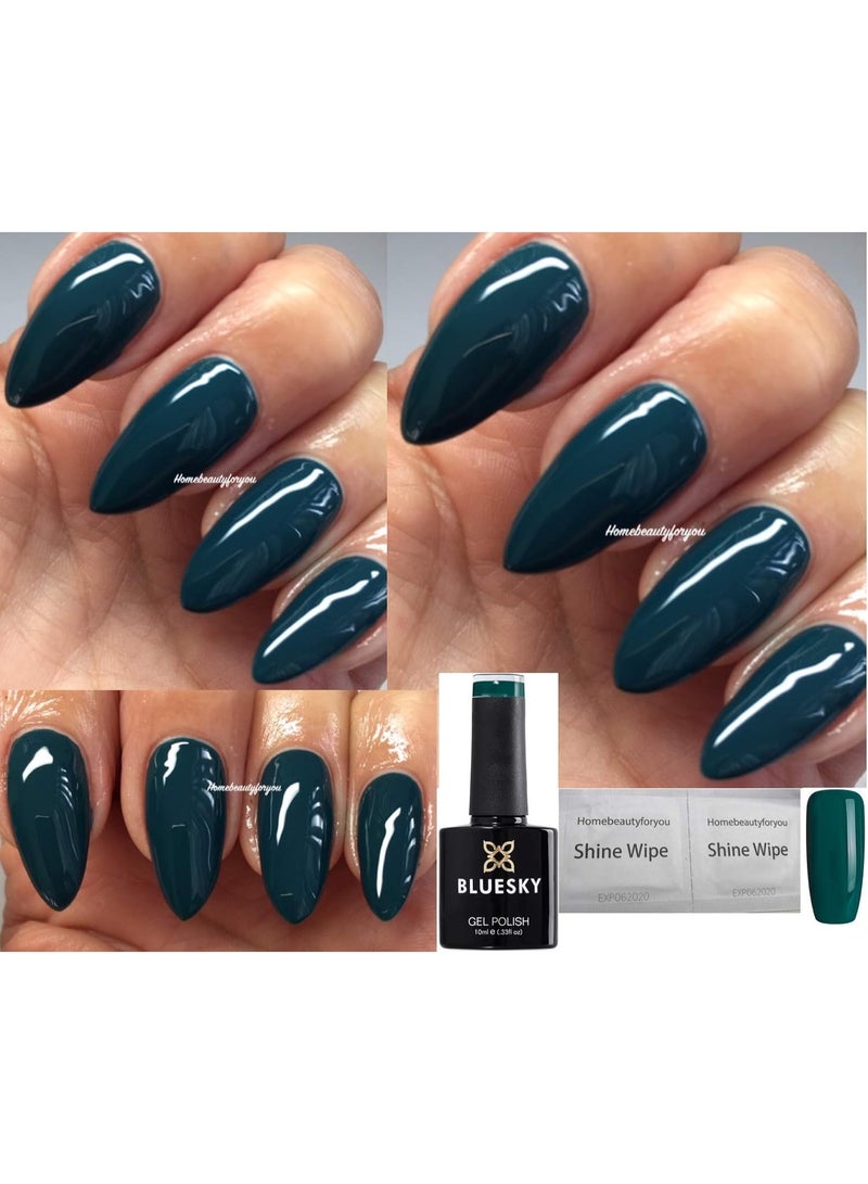 Bluesky Nail Gel Polish GREEN TEAL Deep Dark Teal Green Autumn Winter Color WR02 UV LED Soak Off - Image 3