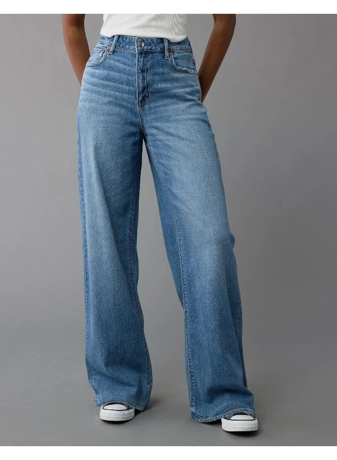 امريكان ايجل AE Dreamy Drape Stretch Super High-Waisted Baggy Wide-Leg Jean