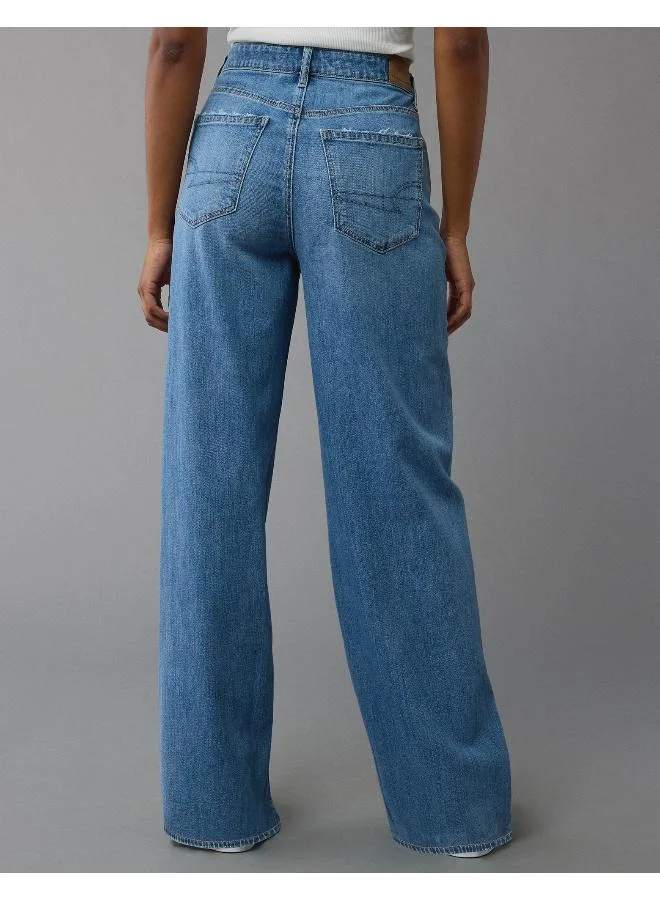 امريكان ايجل AE Dreamy Drape Stretch Super High-Waisted Baggy Wide-Leg Jean