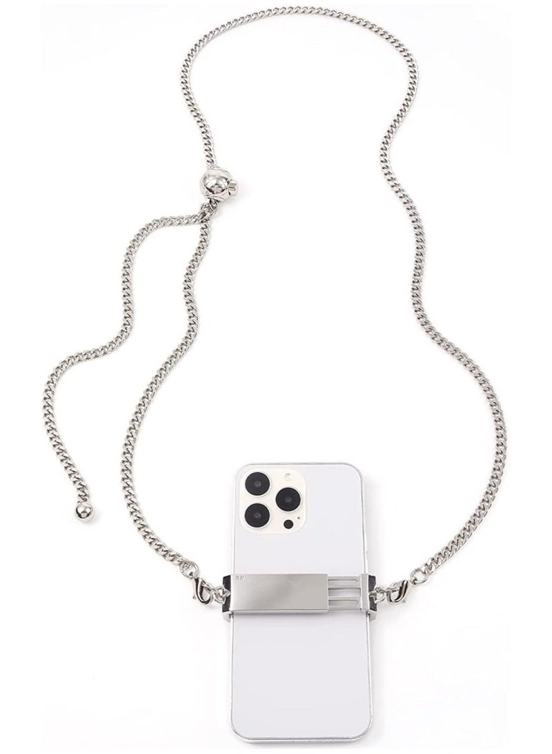 Captaintech SYOSI Portable Metal Chain Phone Clip, Adjustable Crossbody Chain Phone Chain Accessory, Fashionable Accessory, Silver Ball Adjustable Length - Image 1