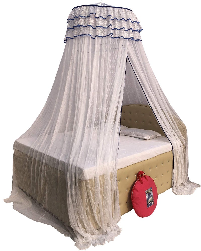 HOMECUTE Hanging Decorative Canopy Double Bed Mosquito Net Mosquito net for King Size Bed (Embroidery Net with Embroidery Lase) - Image 4