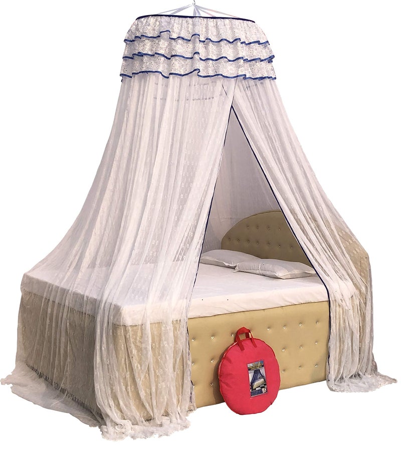 HOMECUTE Hanging Decorative Canopy Double Bed Mosquito Net Mosquito net for King Size Bed (Embroidery Net with Embroidery Lase) - Image 5
