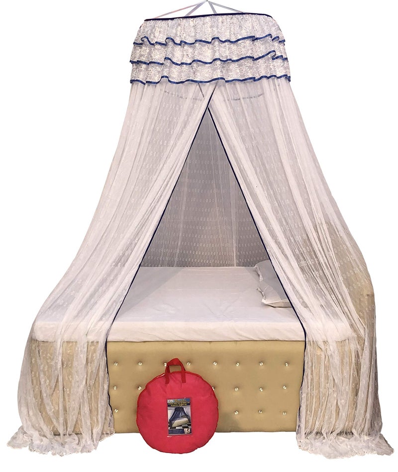 HOMECUTE Hanging Decorative Canopy Double Bed Mosquito Net Mosquito net for King Size Bed (Embroidery Net with Embroidery Lase) - Image 3