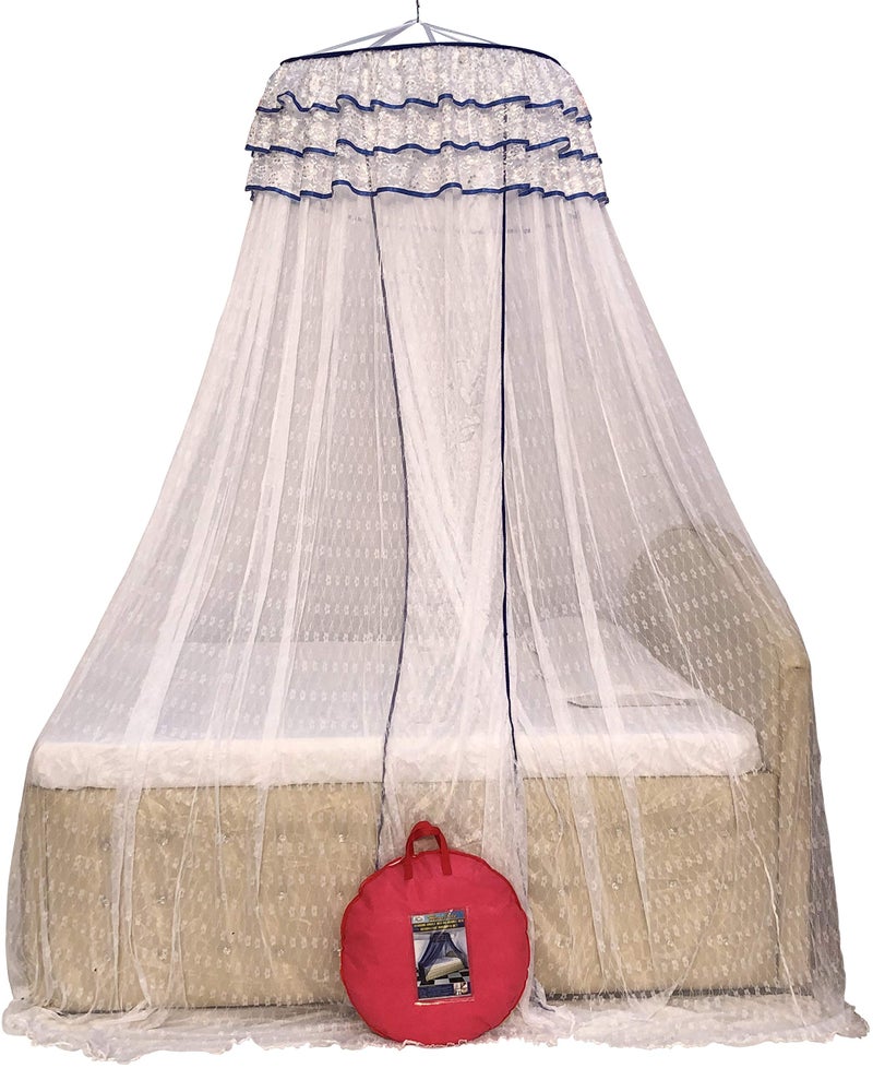 HOMECUTE Hanging Decorative Canopy Double Bed Mosquito Net Mosquito net for King Size Bed (Embroidery Net with Embroidery Lase) - Image 2