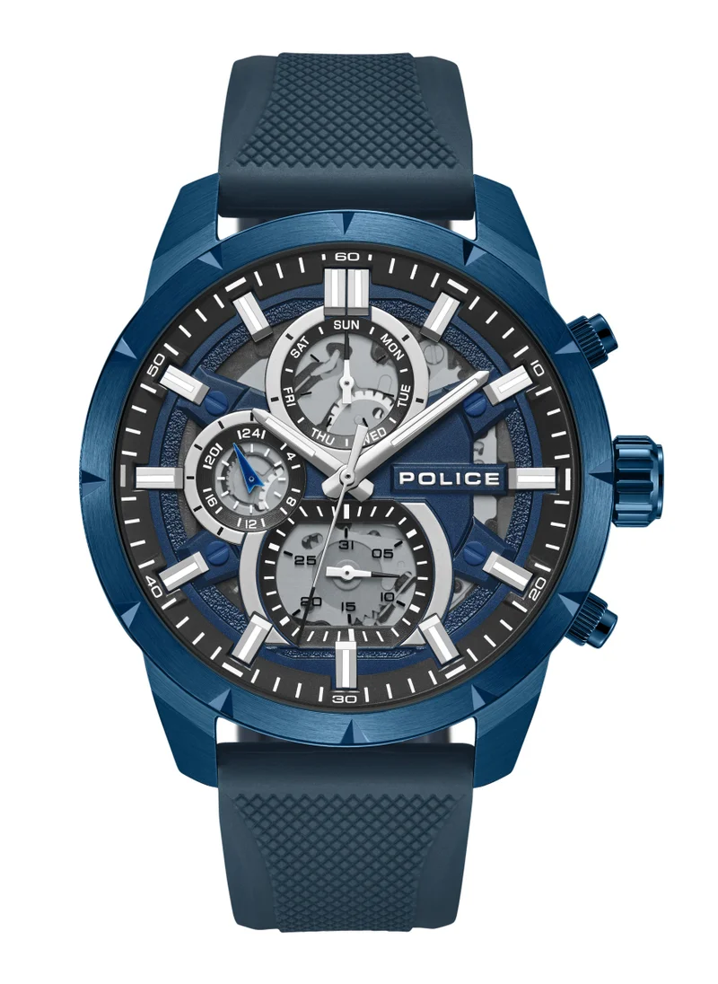 POLICE Neist Matt Blue Dial Blue Silicone Strap Gents Chronograph Watch With Stainless Steel Case