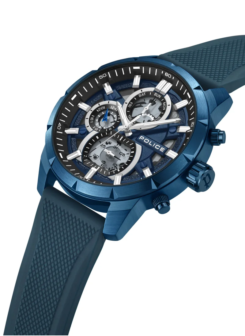POLICE Neist Matt Blue Dial Blue Silicone Strap Gents Chronograph Watch With Stainless Steel Case