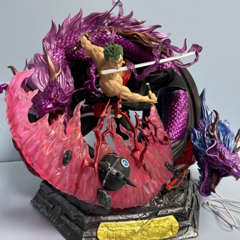One Piece Zoro Tornado Battle Figure LED Light Up PVC Sculpture - Image 3