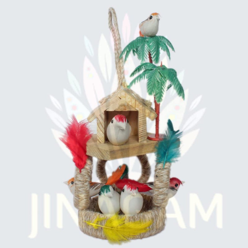 Jinagam Jinagam Artificial Bird Nest Chidiya Made of Natural Grass Best for Balcony Home DecorArtificial Birds for Garden Decoration HangingPack of 1 - Image 1