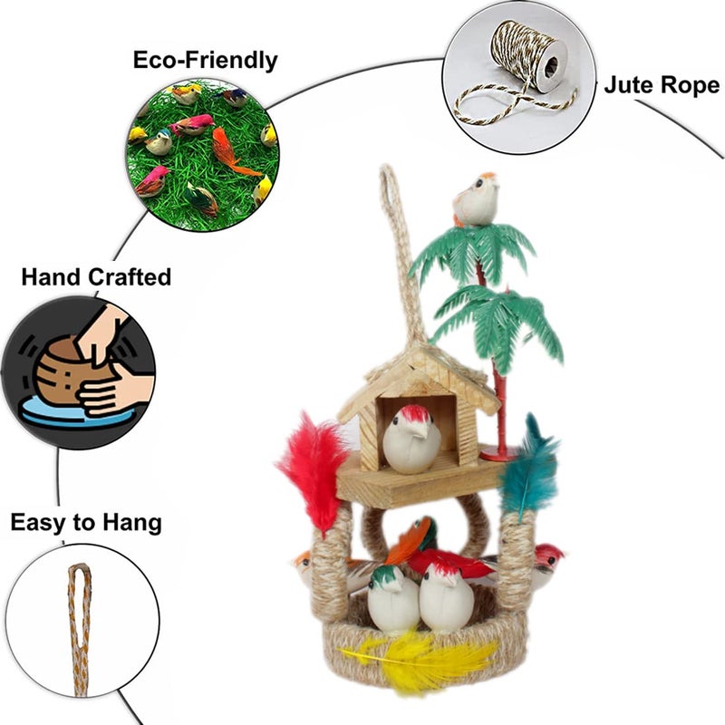 Jinagam Jinagam Artificial Bird Nest Chidiya Made of Natural Grass Best for Balcony Home DecorArtificial Birds for Garden Decoration HangingPack of 1 - Image 5