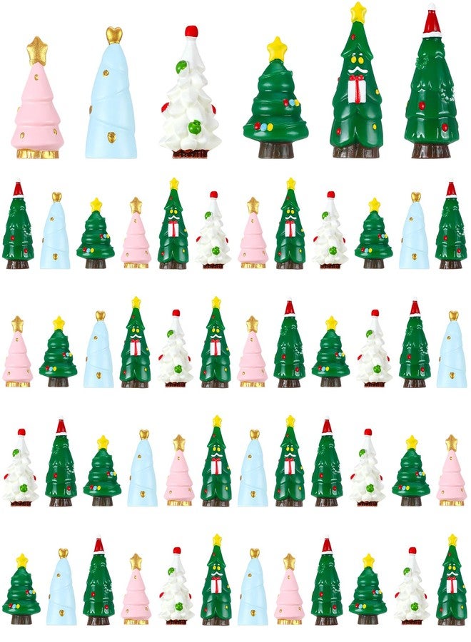 WinnerWhy 48 Pcs Mini Resin Figurines Miniature Statues Tiny Landscape Figures for Easter Party Bar Table Decor Vase(Multicolor,Christmas Tree) - Image 1