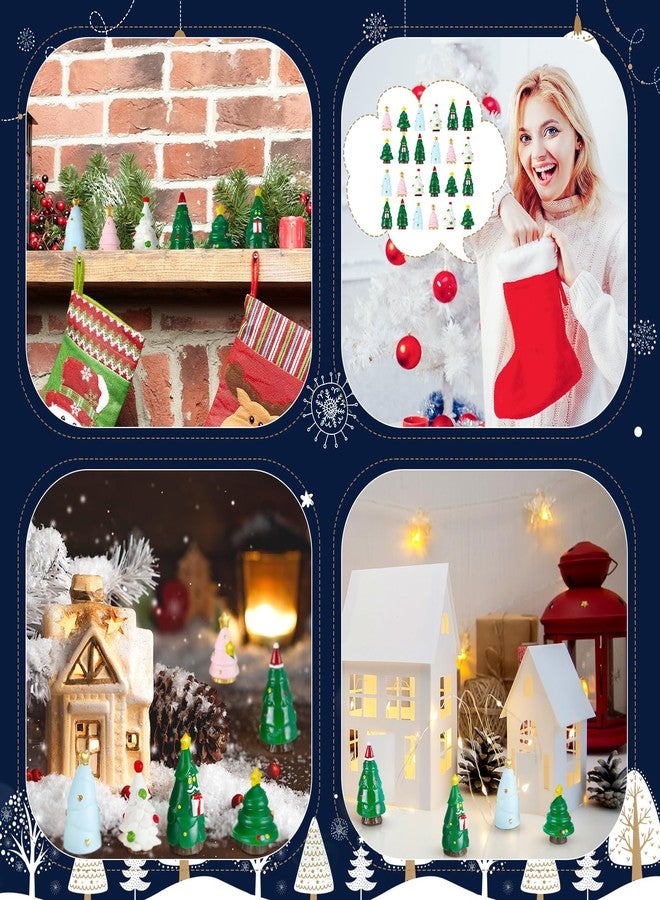 WinnerWhy 48 Pcs Mini Resin Figurines Miniature Statues Tiny Landscape Figures for Easter Party Bar Table Decor Vase(Multicolor,Christmas Tree) - Image 5