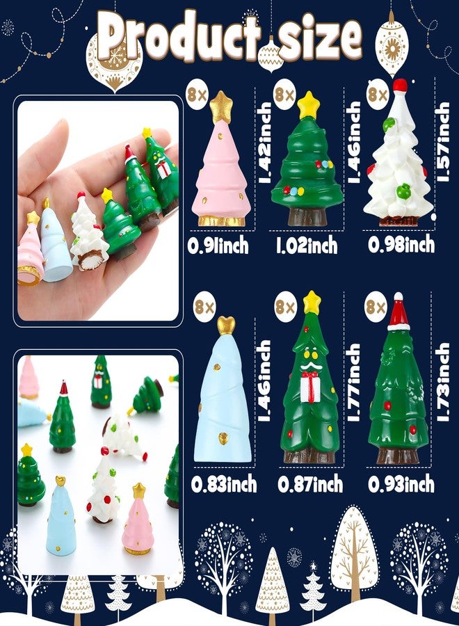 WinnerWhy 48 Pcs Mini Resin Figurines Miniature Statues Tiny Landscape Figures for Easter Party Bar Table Decor Vase(Multicolor,Christmas Tree) - Image 3