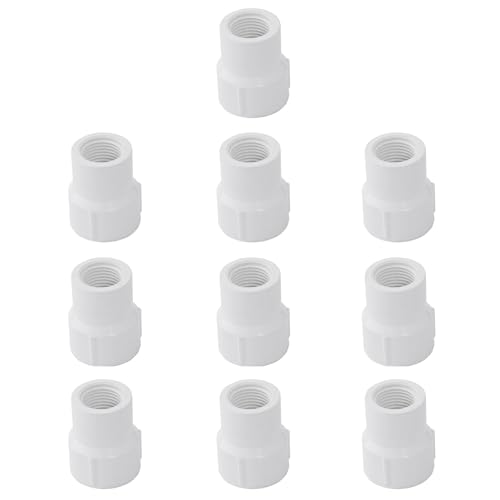 FangKingNo 10pcs 3/4" to 1" PVC Reducing Female to Female Threaded Coupling for PIPE Pressure Fittings Reducer Adapter for PIPE Connector White (1 Inch to 3/4 Inch) - Image 1