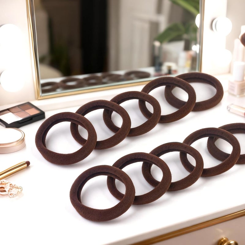 BAOLI 100PCS Brown Hair Ties for Women, Large Ponytail Holders for Thick Hair No Crease, Elastic Hair Bands No Damage, by - Image 4