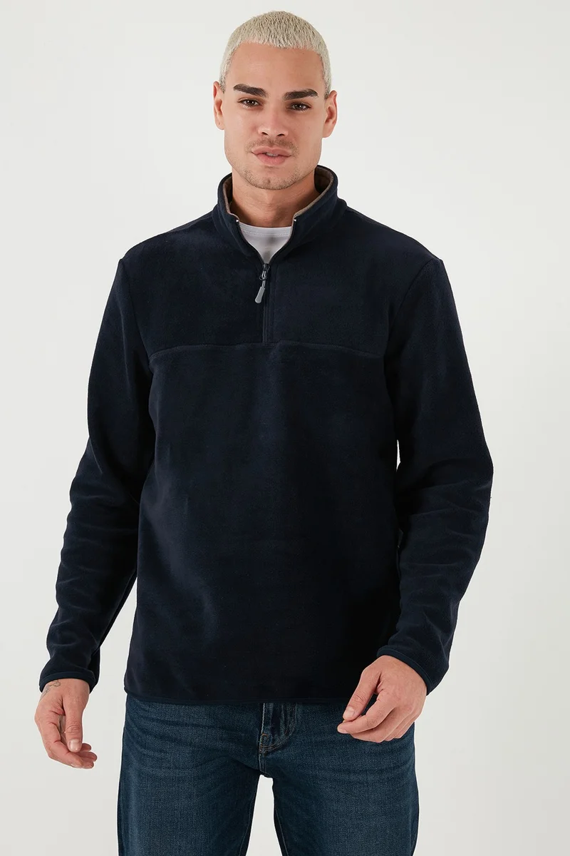 Buratti Regular Fit Anti-Pilling Non-Pilling Standing Collar Thick Winter Raised Polar Fleece Men's Polar 5896700