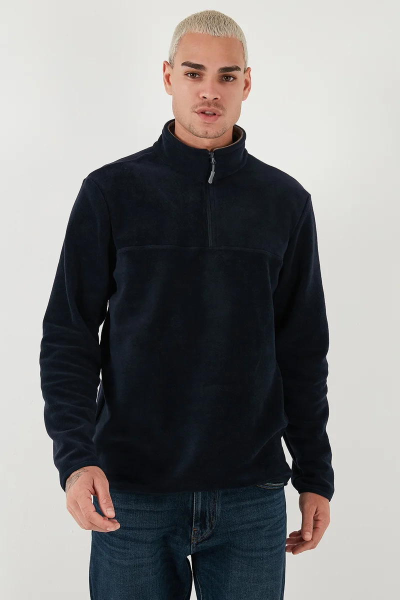 Buratti Regular Fit Anti-Pilling Non-Pilling Standing Collar Thick Winter Raised Polar Fleece Men's Polar 5896700