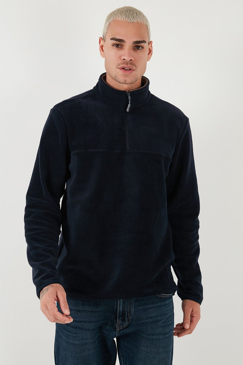 Buratti Regular Fit Anti-Pilling Non-Pilling Standing Collar Thick Winter Raised Polar Fleece Men's Polar 5896700 - Image 4