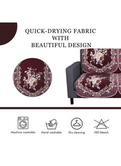 Kuber Industries Kuber Industries Sofa Cover|Sofa Slipcover Set|Sofa Cover for Living Room|Sofa Slip Cover for Hall|2-Seater Sofa Cover for Home Decor|Sofa Cover Set|Check Border Digital Print|4 Piece|Maroon  - Image 5