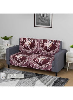 Kuber Industries Kuber Industries Sofa Cover|Sofa Slipcover Set|Sofa Cover for Living Room|Sofa Slip Cover for Hall|2-Seater Sofa Cover for Home Decor|Sofa Cover Set|Check Border Digital Print|4 Piece|Maroon  - Image 1