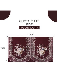 Kuber Industries Kuber Industries Sofa Cover|Sofa Slipcover Set|Sofa Cover for Living Room|Sofa Slip Cover for Hall|2-Seater Sofa Cover for Home Decor|Sofa Cover Set|Check Border Digital Print|4 Piece|Maroon  - Image 3