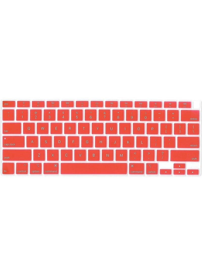 مافانز غطاء لوحة مفاتيح سيليكون بتصميم أمريكي للغة الإنجليزية لجهاز MacBook Air 13" 2020 مع نموذج Touch ID: A2179/A2337 شريحة M1، ملحقات لوحة المفاتيح  أحمر - Image 1