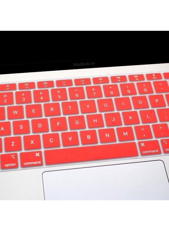 مافانز غطاء لوحة مفاتيح سيليكون بتصميم أمريكي للغة الإنجليزية لجهاز MacBook Air 13" 2020 مع نموذج Touch ID: A2179/A2337 شريحة M1، ملحقات لوحة المفاتيح  أحمر - Image 4