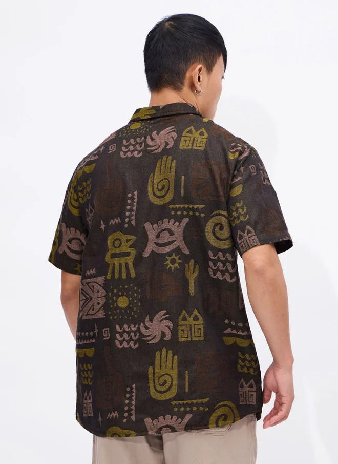 The Souled Store  The Souled Store Men Indie Terrain Printed Multicolor Regular Fit Textured Shirt  | Best Price UAE
