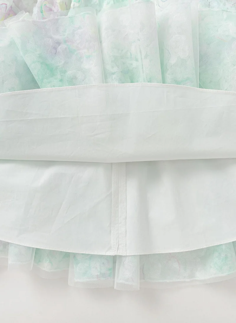 Balabala Floral Ruffle Tiered Dress
