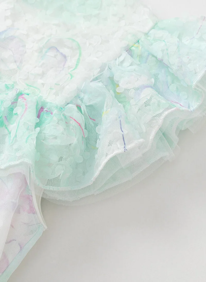 Balabala Floral Ruffle Tiered Dress