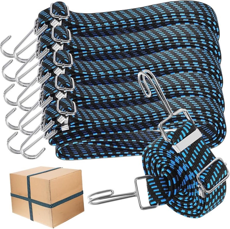 6pcs Heavy Duty Bungee Cords with Hooks Elastic Tie Down Straps for Truck Bed Lashing - Image 2