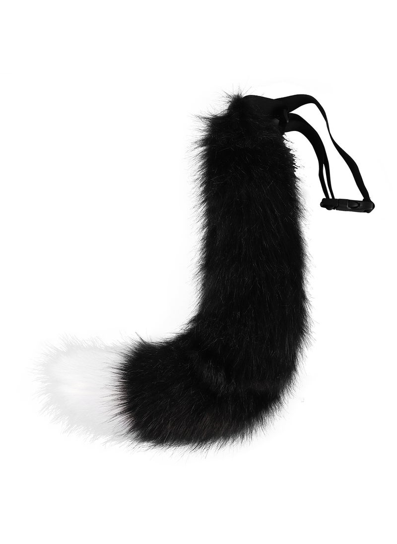 Generic - Halloween Cosplay Fox Tail Plush Costume PropBlack and White Black and White - Image 1