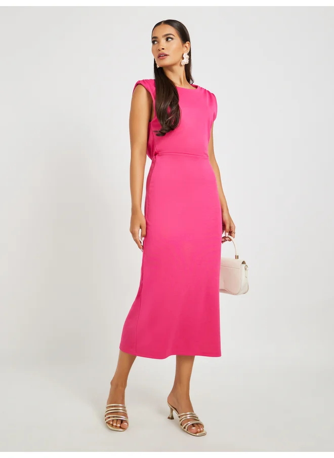 ستايلي Styli Plain Sleeveless Sheath Midi Dress
