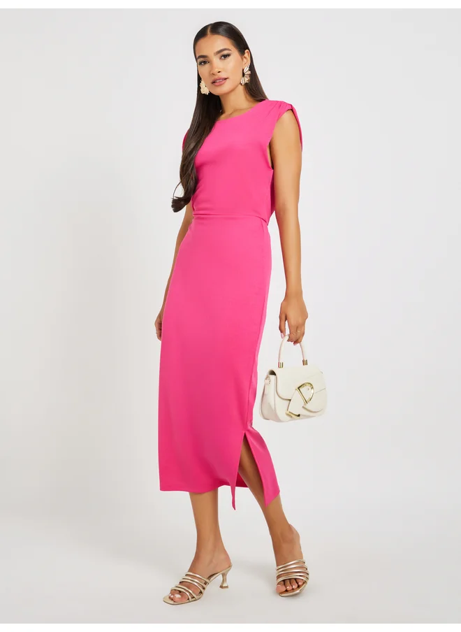 ستايلي Styli Plain Sleeveless Sheath Midi Dress