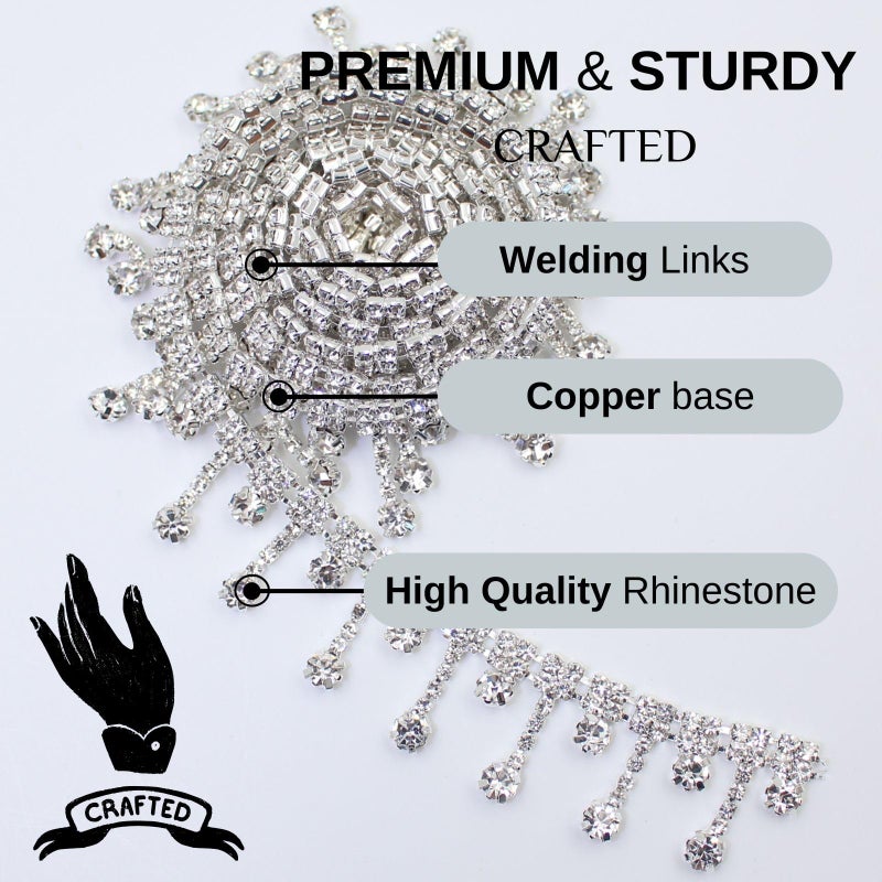 PEARLY JUN 1 Yards Rhinestone Trim Crystal Rhinestone Chain Sliver Fringe Sewing Dress DIY Party Wedding Bouquet for Decoration Bridal Costume Embellishment Clothing Accessories - Image 4