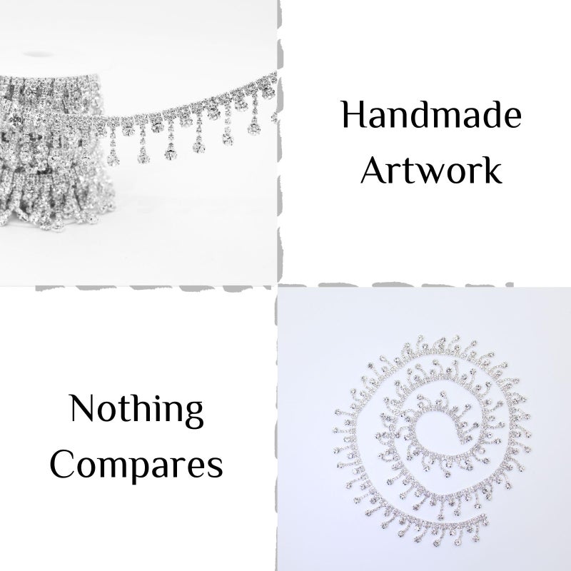 PEARLY JUN 1 Yards Rhinestone Trim Crystal Rhinestone Chain Sliver Fringe Sewing Dress DIY Party Wedding Bouquet for Decoration Bridal Costume Embellishment Clothing Accessories - Image 5