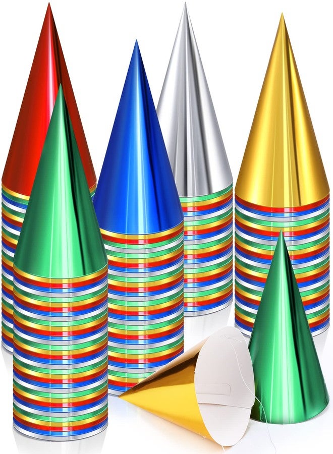 Geosar 300 Pcs Birthday Party Hats Bulk Cone Metallic Foil Paper for Adults Kids Boys girls - Image 1