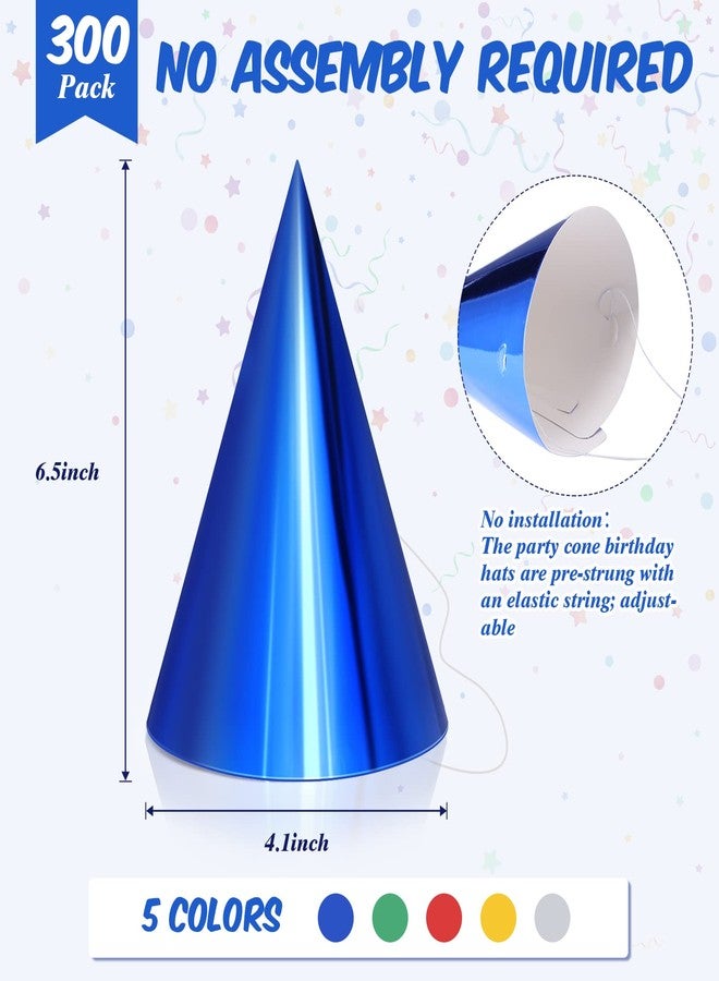 Geosar 300 Pcs Birthday Party Hats Bulk Cone Metallic Foil Paper for Adults Kids Boys girls - Image 2