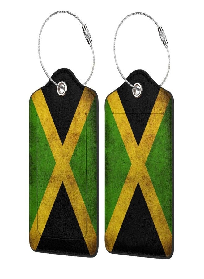MOLIAN Vintage Jamaican Flag 2 Pack Luggage Tags, Unique Leather Suitcase Tags Identifiers with Privacy Name Address Labels & Durable Steel Loop - Image 1