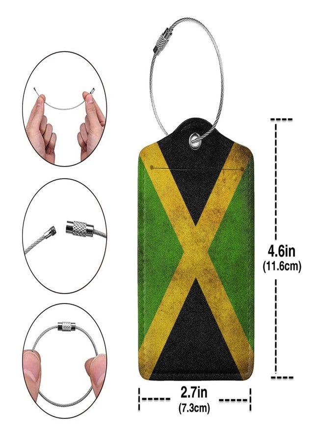 MOLIAN Vintage Jamaican Flag 2 Pack Luggage Tags, Unique Leather Suitcase Tags Identifiers with Privacy Name Address Labels & Durable Steel Loop - Image 2