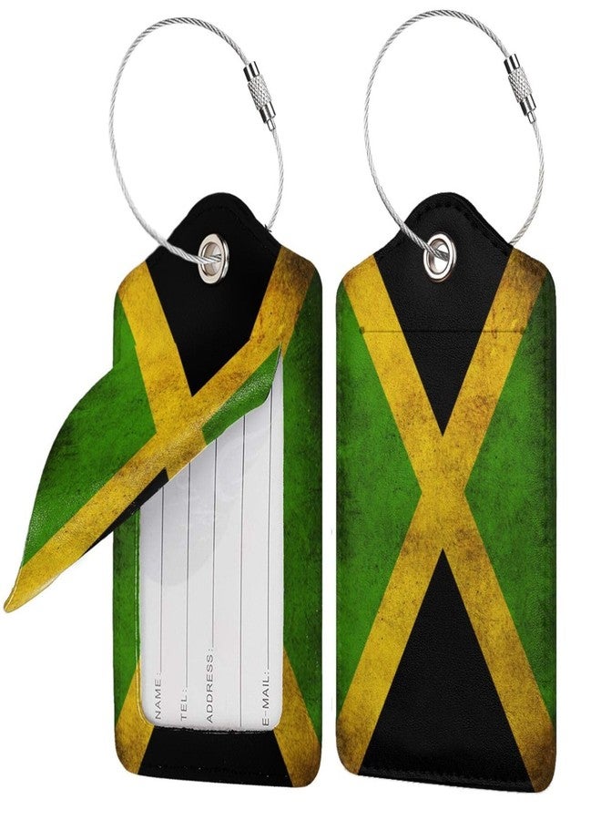 MOLIAN Vintage Jamaican Flag 2 Pack Luggage Tags, Unique Leather Suitcase Tags Identifiers with Privacy Name Address Labels & Durable Steel Loop - Image 3