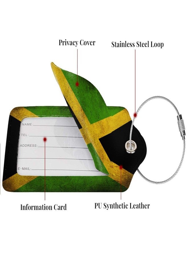 MOLIAN Vintage Jamaican Flag 2 Pack Luggage Tags, Unique Leather Suitcase Tags Identifiers with Privacy Name Address Labels & Durable Steel Loop - Image 4