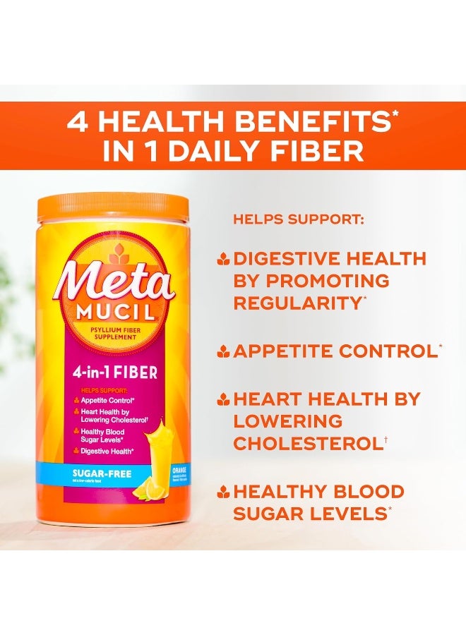 Metamucil Fiber 4-In-1 Psyllium Fiber Supplement Sugar-Free Powder Orange Smooth Flavored Drink 114 Servings  - Image 5